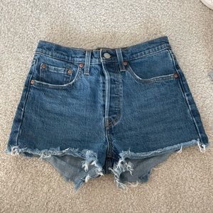 Dark wash Levi 501 shorts